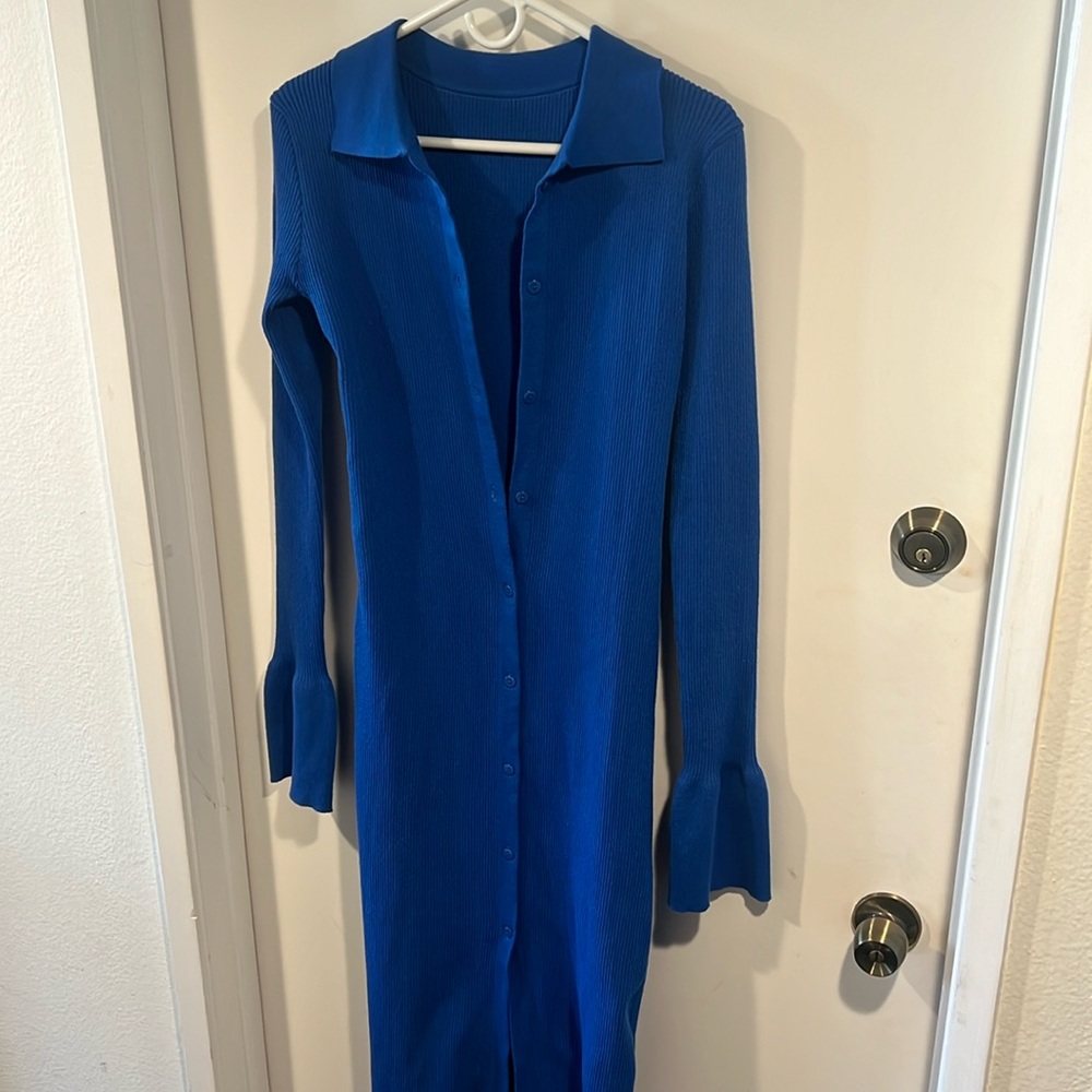 Blue cotton woven dress. Worn once